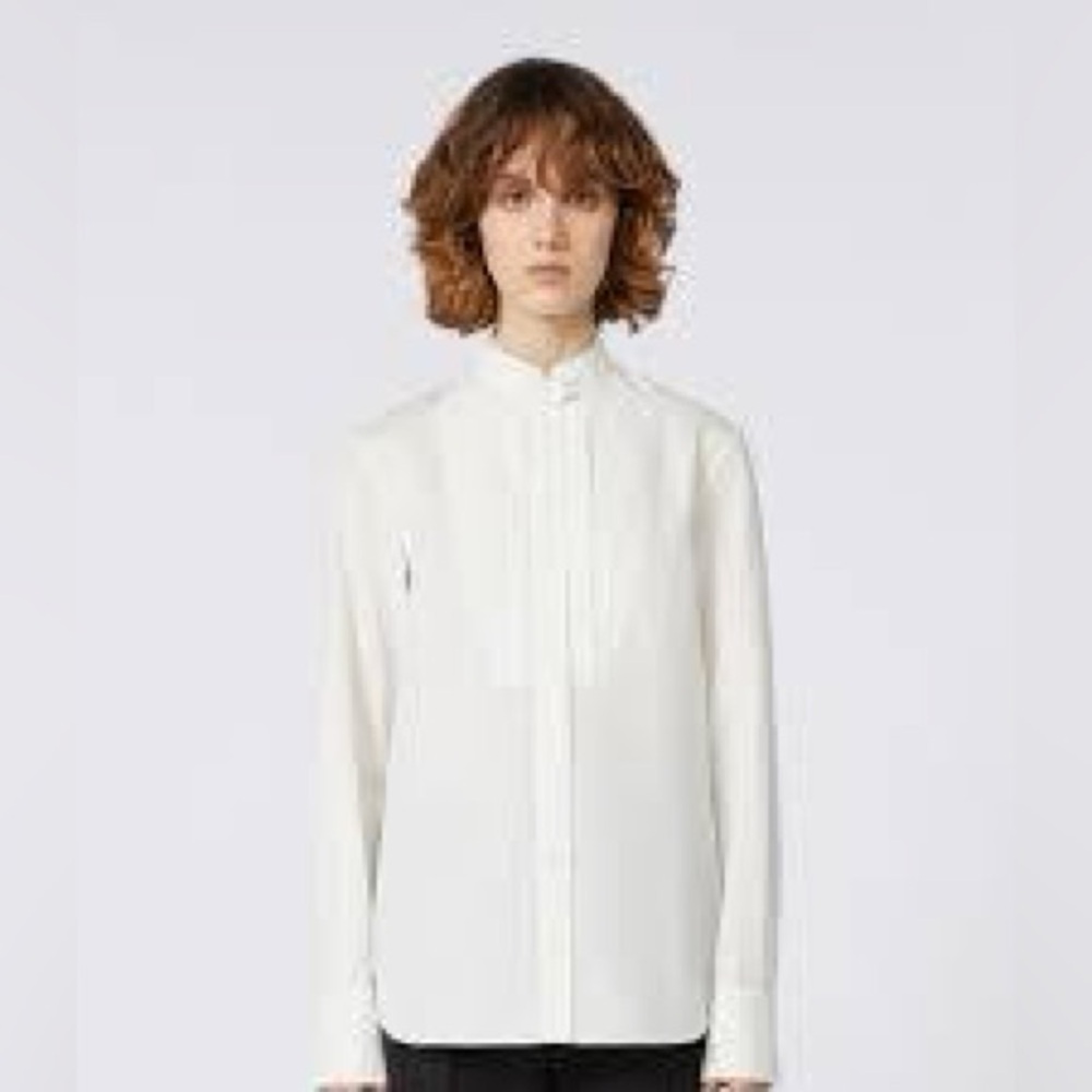 Max Mara Weekend COTTON POPLIN TUXEDO SHIRT‎ WHITE Classic luxury tunic SZ 8